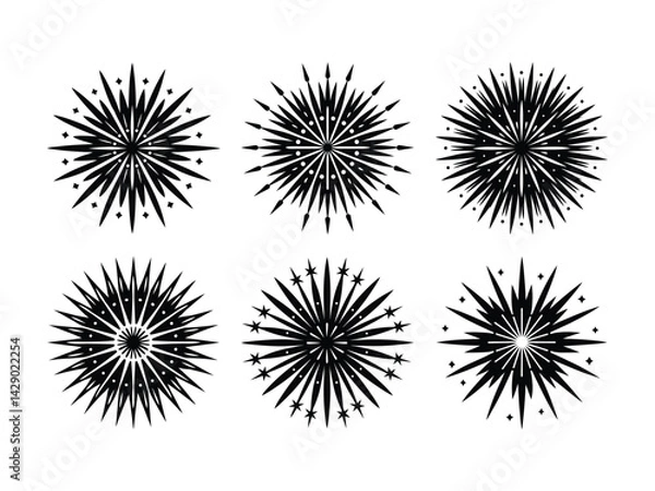 Fototapeta Festive firework ornament icon silhouette vector with white background