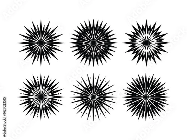 Fototapeta Firework burst shape icon silhouette vector with white background