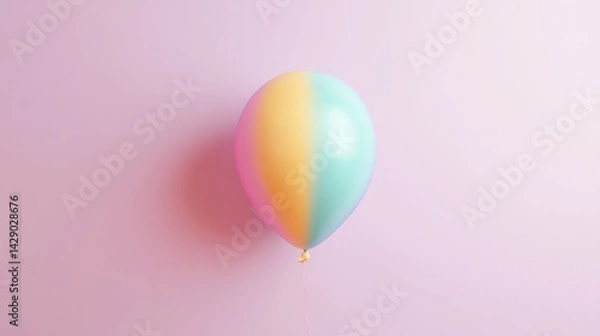 Obraz visualize minimalistic birthday celebration with single colorful balloon centered against plain pastel backdrop