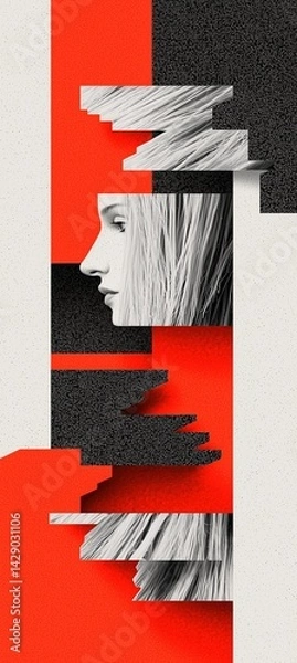 Obraz Abstract Portrait with Geometric Elements