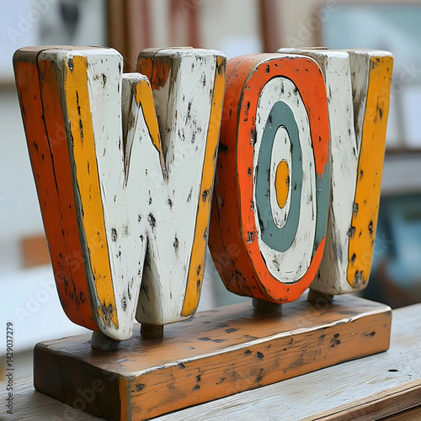 Obraz Wow Rustic Wooden Letters Illustration