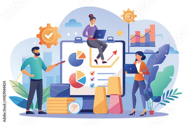 Fototapeta Business Analytics. Teamwork and Data.Driven Growth Strategy