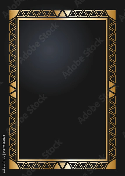 Fototapeta Floral rectangular golden frame. Festive design. Gold border with flowers. Frames vector