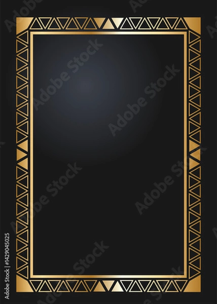 Fototapeta Floral rectangular golden frame. Festive design. Gold border with flowers. Frames vector