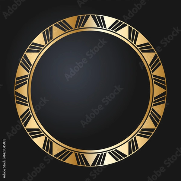 Fototapeta Beautiful round golden frame. Festive design. Gold border. Round frames vector