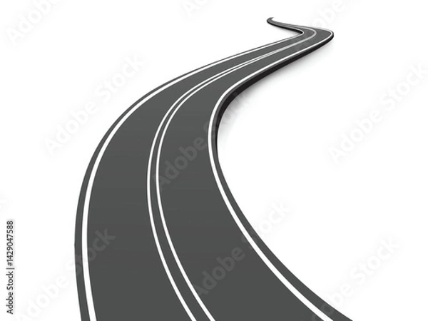 Obraz Horizontal asphalt road template. Winding road vector illustration. Seamless highway marking Isolated on background.  