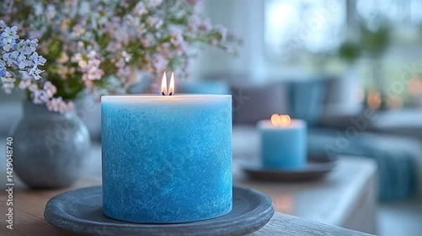 Fototapeta Indigo candles create a calming and relaxing atmosphere