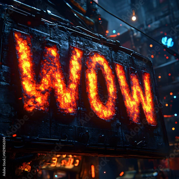 Obraz Fiery WOW Sign 3D Illustration