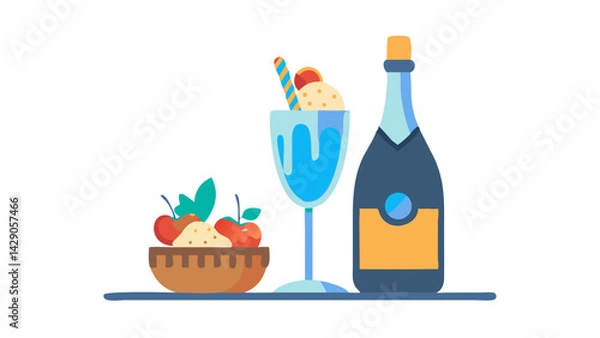 Fototapeta birthday, champagne, cocktail, icon 