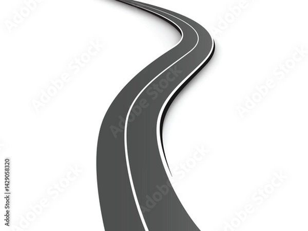 Obraz Horizontal asphalt road template. Winding road vector illustration. Seamless highway marking Isolated on background.  