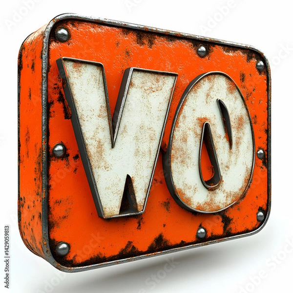 Obraz Rusty Metal VO Sign 3D Render
