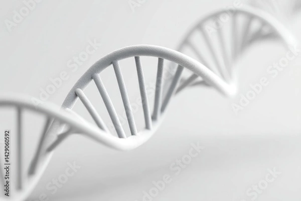 Fototapeta minimalistic image of dna helix spiraling upward on white background symbolizes intersection of genetics and science
