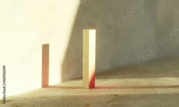 Obraz Two beige blocks illuminated by sunlight, minimalist abstract scene