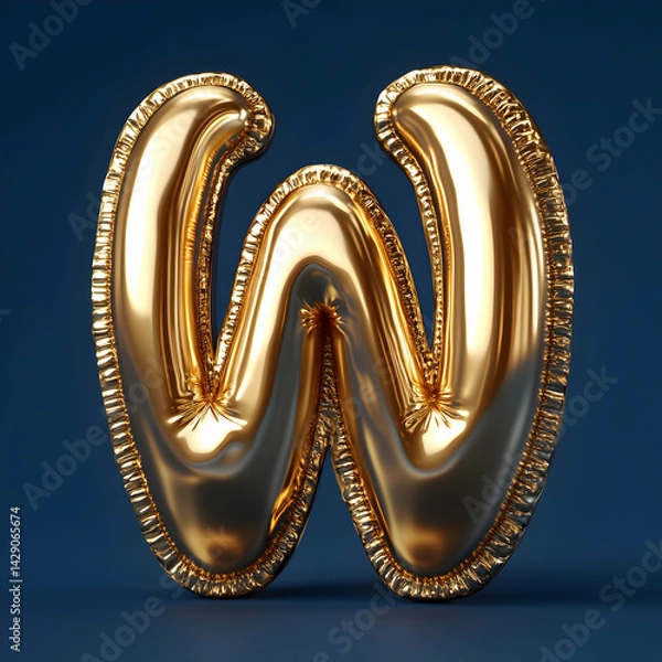Obraz Golden Balloon Letter W 3D Render