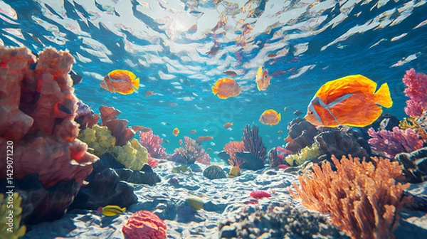 Obraz coral reef and fishes