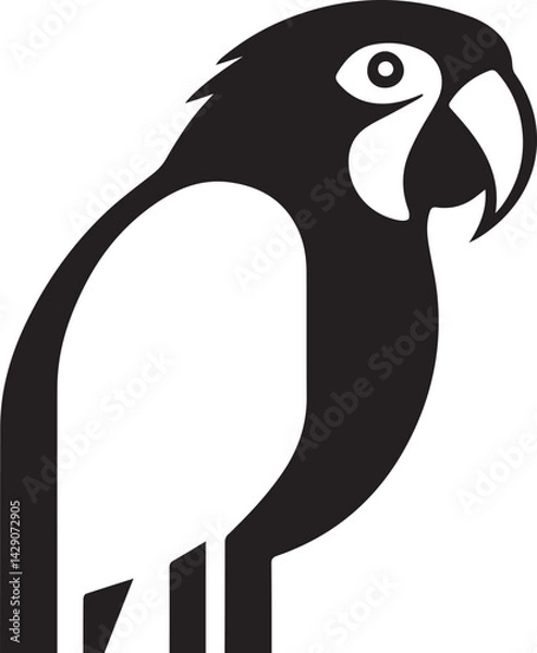 Fototapeta parrot logo design silhouette style vector minimal vector art illustration on a white background

