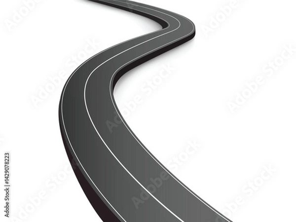 Obraz Horizontal asphalt road template. Winding road vector illustration. Seamless highway marking Isolated on background.  