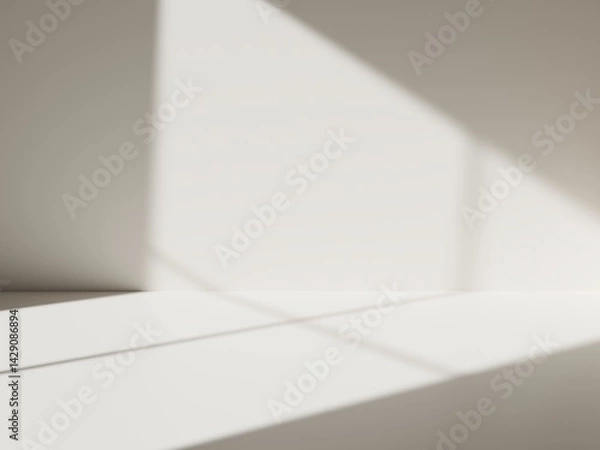 Obraz Empty studio or room with sunny shadow. Minimal scene backdrops for product display. 3D Rendering.
