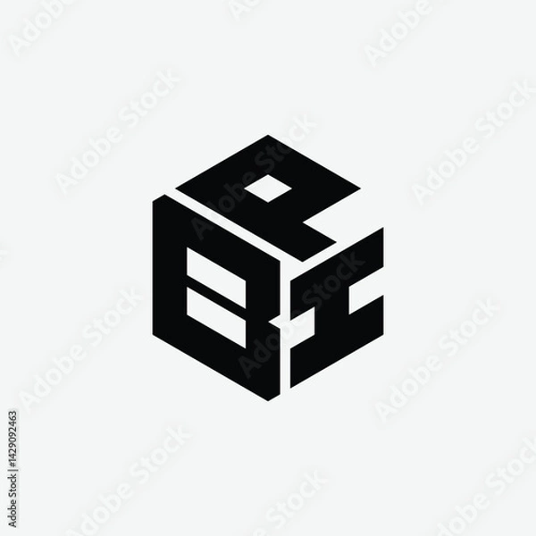 Fototapeta 243 a rectangle polygon hexagon shape alphabet word letter geometric educational learning logo P B I