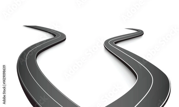 Obraz Horizontal asphalt road template. Winding road vector illustration. Seamless highway marking Isolated on background.  