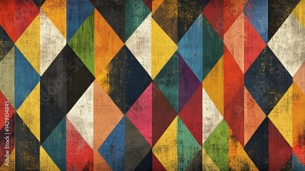 Obraz Colorful Diamond Pattern with Textured Vintage Aesthetic and Artistic Flair