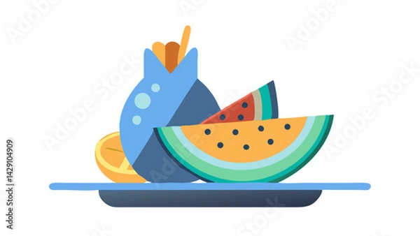 Fototapeta watermelon yellow, icon