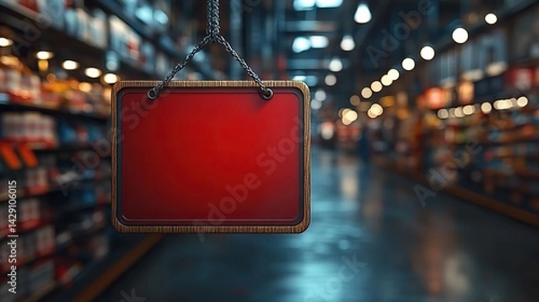 Fototapeta sale marker label transparent crimson circular store shelf dangler design mockup