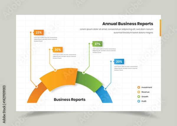 Fototapeta Clean Business Presentation Layout with Annual Graphs and Statistics