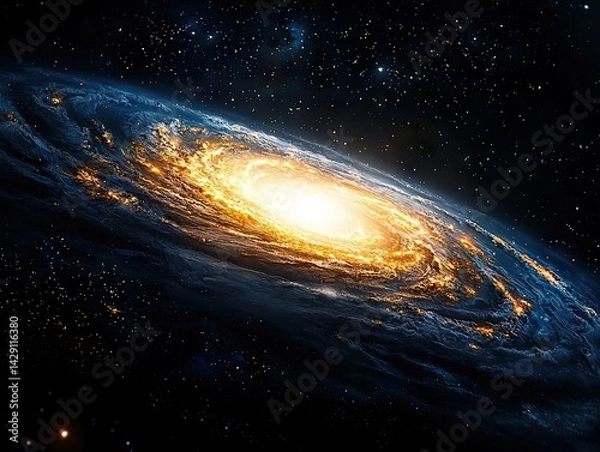 Fototapeta Exploring the cosmic wonders of a spiral galaxy outer space digital artwork infinite universe panoramic view