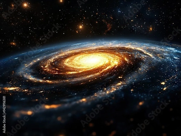 Fototapeta Exploring the cosmic spiral galaxy deep space stunning visuals celestial environment panoramic view astronomical wonders