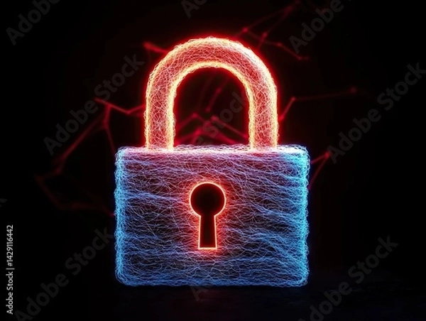 Fototapeta Digital lock symbolizing cybersecurity measures virtual space graphic design modern environment close-up view innovation