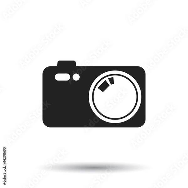 Fototapeta Camera icon on isolated background. Flat vector illustration.
