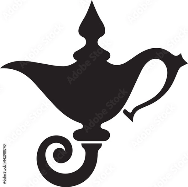 Fototapeta jinee lamp logo design silhouette style vector minimal vector art illustration on a white background
