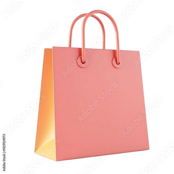Obraz Coral Shopping Bag Mockup on Transparent Background