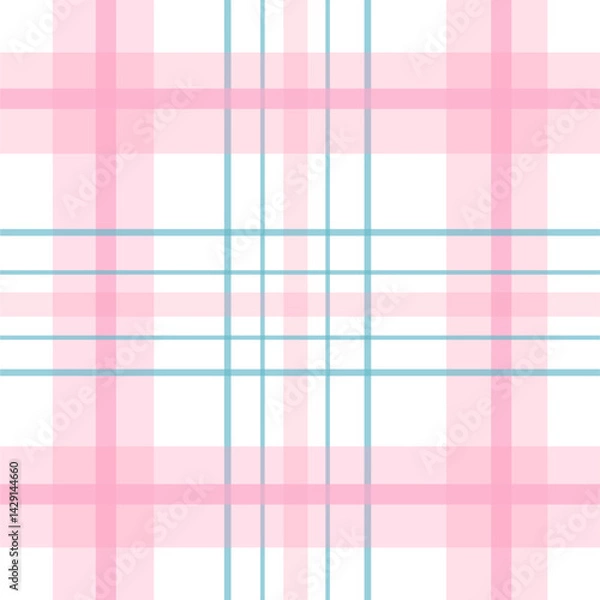 Fototapeta Check plaid pattern in pink. Seamless light pastel houndstooth tartan for dress, jacket, coat, scarf, other modern spring summer autumn winter fashion fabric design.	