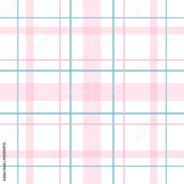 Fototapeta Check plaid pattern in pink. Seamless light pastel houndstooth tartan for dress, jacket, coat, scarf, other modern spring summer autumn winter fashion fabric design.	