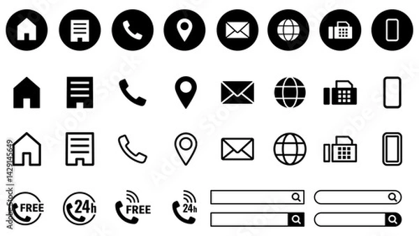 Obraz 名刺・ビジネスカード用アイコン・マークセット24時間フリーダイヤル