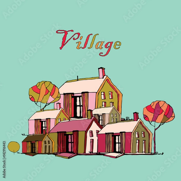 Obraz Vector isolated illustration about village.