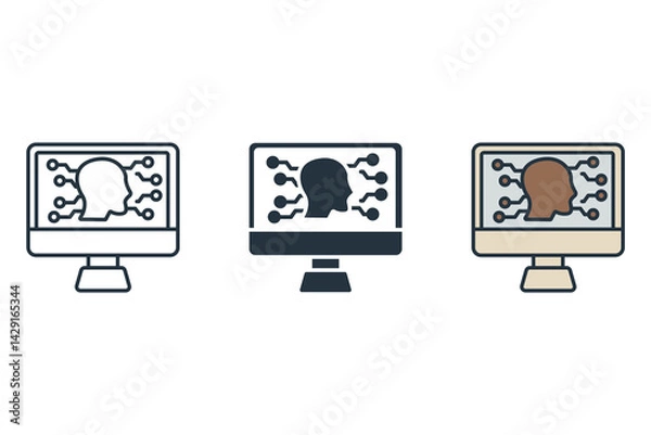Obraz cognitive experience icons isolated on White Background. Flat style design