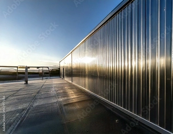 Fototapeta Minimalist Polished Zinc Panel with Gentle Sheen and Soft Surface Reflections