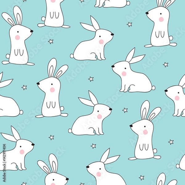 Fototapeta seamless rabbit pattern vector illustration