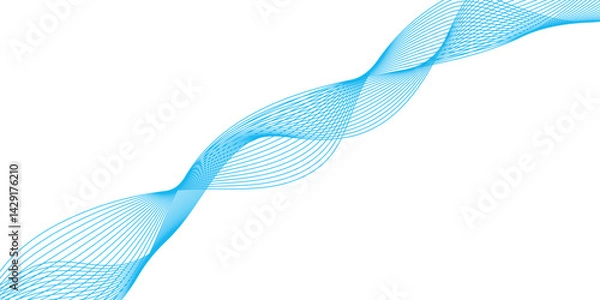 Obraz Abstract blue color background with waves for banner .Stylized line art background. Digital frequency track equalizer. Vector illustration. 