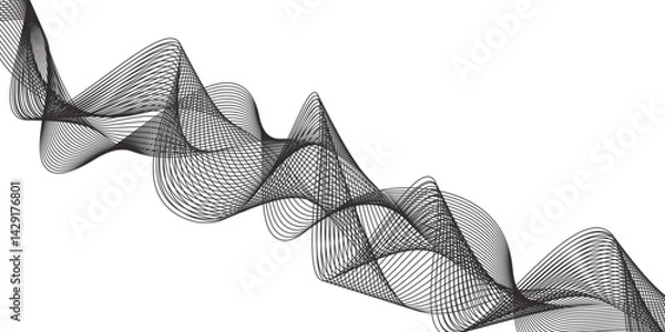 Obraz Abstract wavy banner. Design element. .Curved wavy lines tech futuristic motion background .Vector illustration. business lines white wave element for design. Stylized line art background.