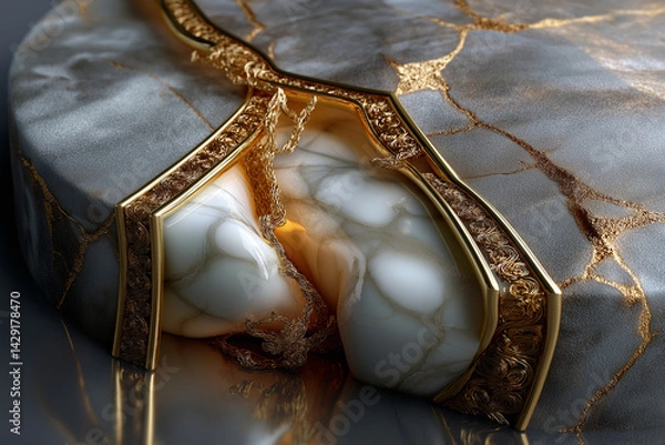 Fototapeta stunning marble textured background featuring golden veins and intricate details, showcasing luxurious and elegant design. interplay of colors creates captivating visual experience