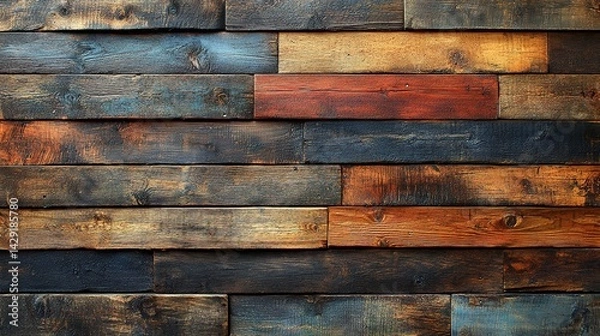Obraz Rustic Multicolored Reclaimed Wood Wall Texture Background