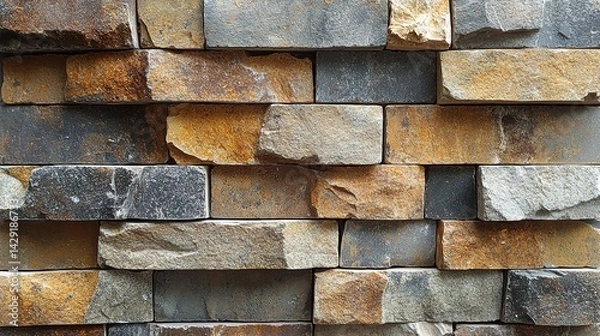 Obraz Rustic Multi-hued Stone Wall Texture Closeup