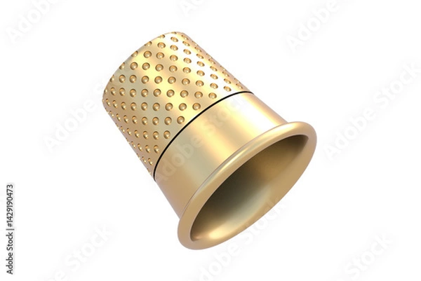 Fototapeta Golden sewing thimble isolated on white background. 3d render