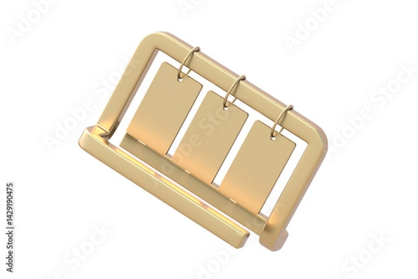 Fototapeta Golden blank calendar isolated on white background. 3d render