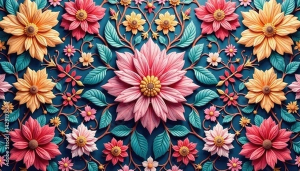 Fototapeta Intricate floral lacework forming a complex repeating motif , intricate, detail, craft
