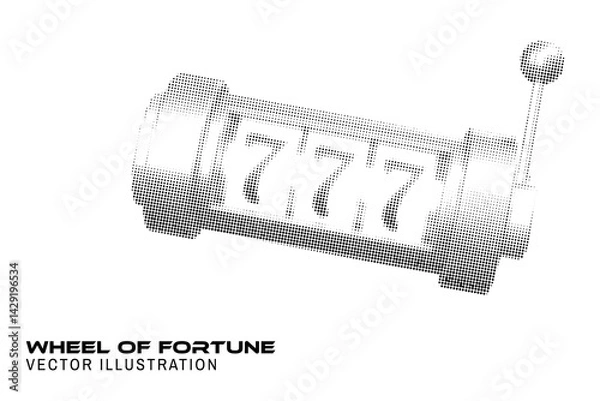 Obraz Halftone wheel of fortune poster, banner, flyer template. Vector illustration. Game slot concept. Circle halftone shape for casino and gambling industry